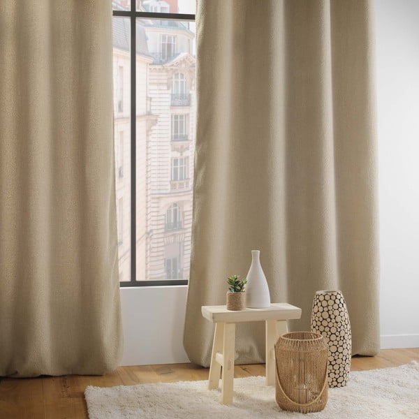 Béžový závěs z materiálu bouclé 140x240 cm Wooly – douceur d'intérieur-image-2