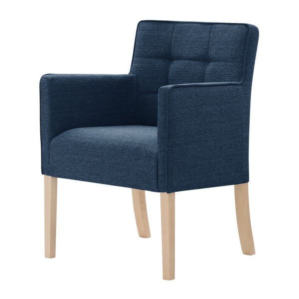 Denimově modrá židle s hnědými nohami Ted Lapidus Maison Freesia