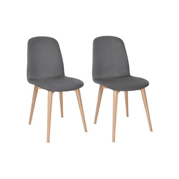 Sada 2 šedých jídelních židlí s nohami z masivního dubového dřeva WOOD AND VISION Basic