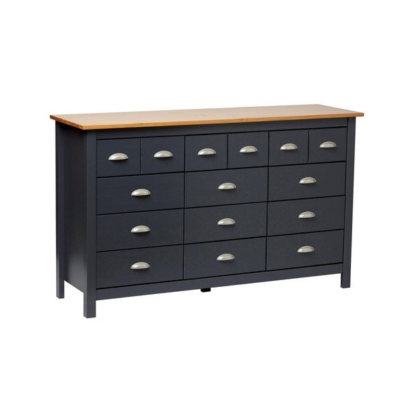 Antracitově šedá komoda z masivního borovicového dřeva se 12 zásuvkami Marckeric Jade-image-2