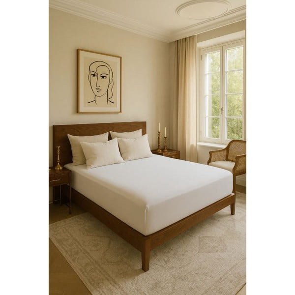 Bílé napínací prostěradlo z bavlny Renforcé 200x140 cm Ranforce – Mila Home Luxury-image-1