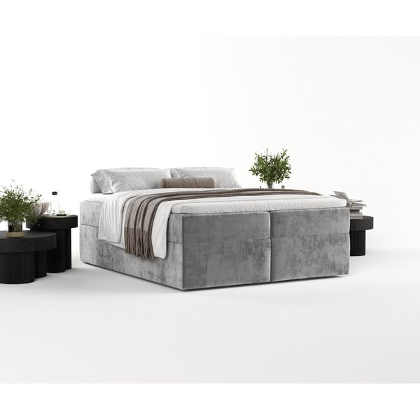 Šedá boxspring postel s úložným prostorem 180x200 cm Yoko – Maison de Rêve-image-1