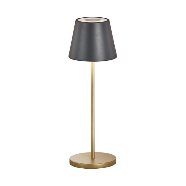 LED stolní lampa s kovovým stínidlem v černo-zlaté barvě (výška 34 cm) Cosenza – Fischer & Honsel