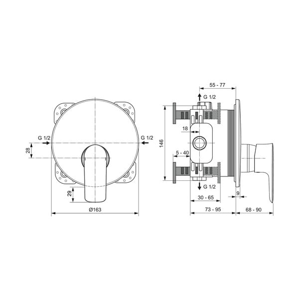 Antracitová sprchová podomítková baterie Connect Air – Ideal Standard-image-2