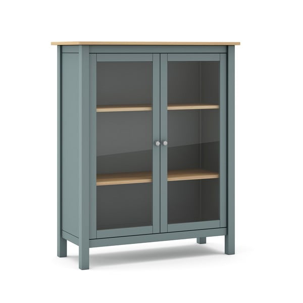 Vitrína šedozelená z borovicového dřeva 90x110x40 cm Misti – Marckeric-image-1