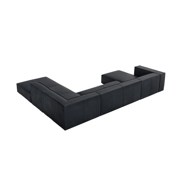 Tmavě modrá kožená rohová pohovka (pravý roh) Madame – Windsor & Co Sofas-image-3