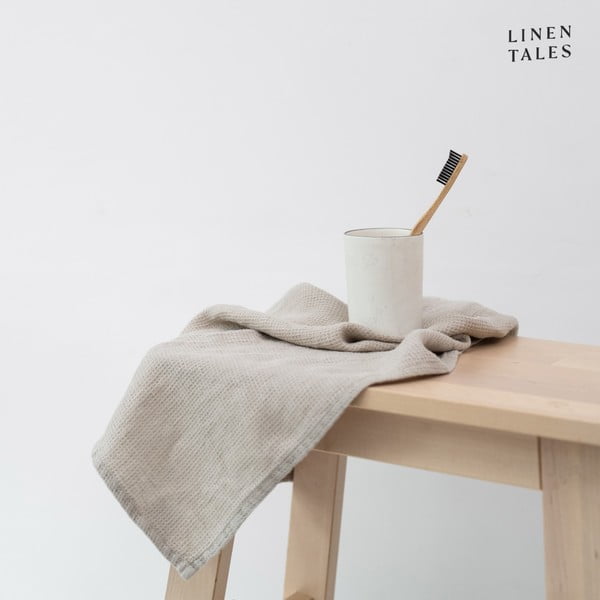 Vaflová lněná osuška v přírodní barvě 75x125 cm Natural Fine Waffle – Linen Tales-image-1