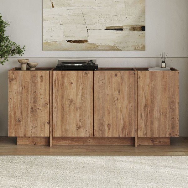 Komoda v dekoru borovice s dírou na kabely v přírodní barvě 180x80x45 cm Dorma – Kalune Design-image-1