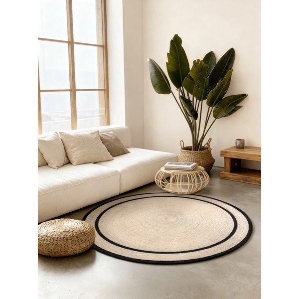 Ručně tkaný jutový kulatý koberec ve světle přírodní barvě ø 150 cm Lina – Hanse Home-image-1