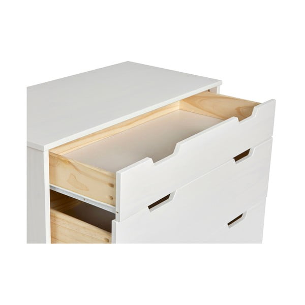 Bílá komoda z masivního borovicového dřeva Marckeric Baku, šířka 80 cm-image-4