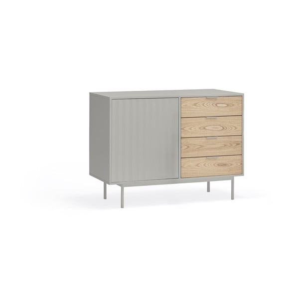 Nízká komoda v dekoru dubu v šedo-přírodní barvě 108x80 cm Sierra – Teulat-image-3