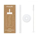 Silikonové brčko s čistícím kartáčkem/s víčkem  Clear – Muuki