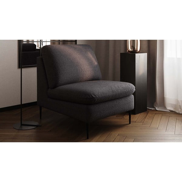 Černé křeslo z textilie bouclé Moilo – MESONICA-image-3