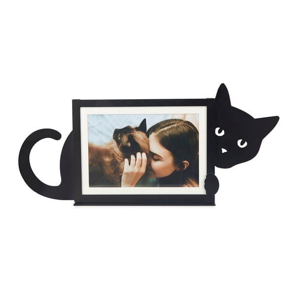 Černý kovový stojací rámeček 36x16 cm Hidden Cat – Balvi