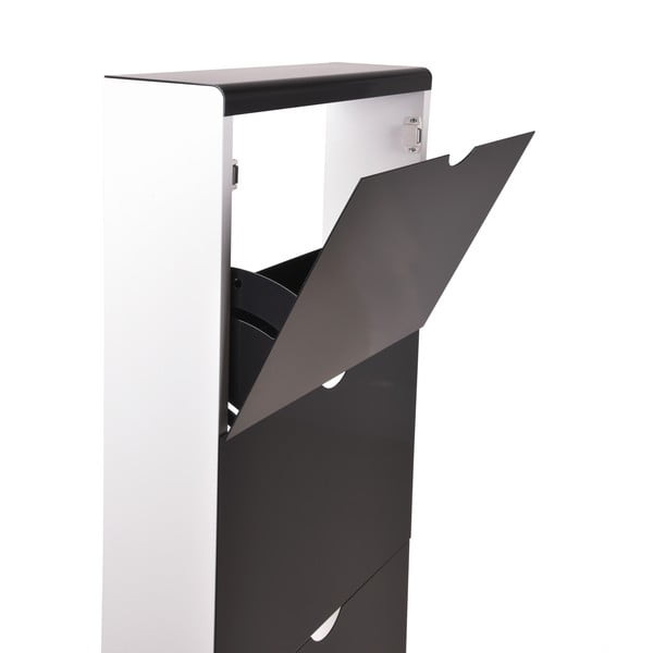 Černý kovový výklopný botník 51x138x16 cm – Household Pleasure-image-2