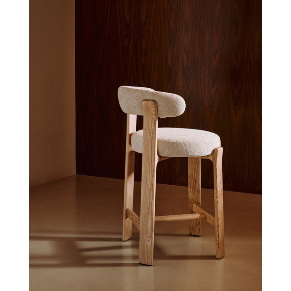 Béžová/ve světle přírodní barvě barová židle z jasanového dřeva (výška sedáku 65 cm) Granite – Kave Home-image-1