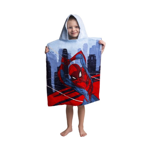 Modro-červené froté dětské pončo Spider-Man – Jerry Fabrics-image-1