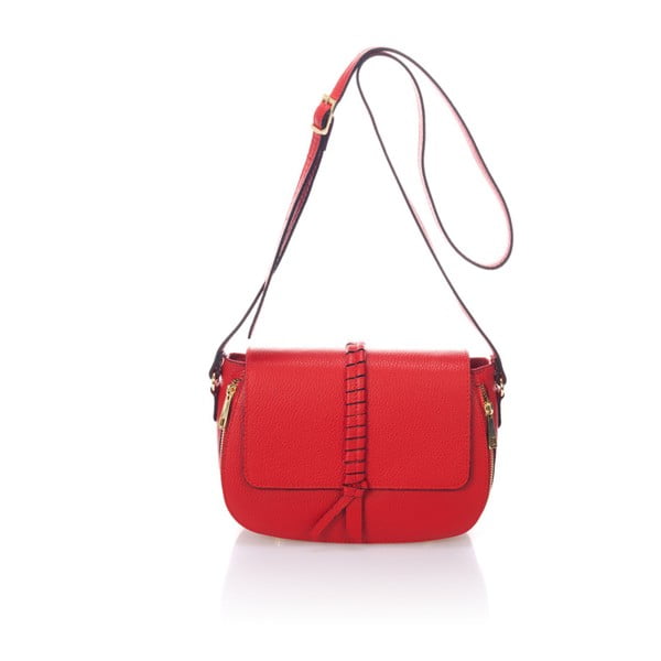Červená kožená kabelka Lisa Minardi Vanda