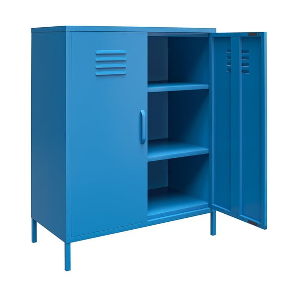 Modrá kovová skříňka Novogratz Cache, 80 x 102 cm-image-3