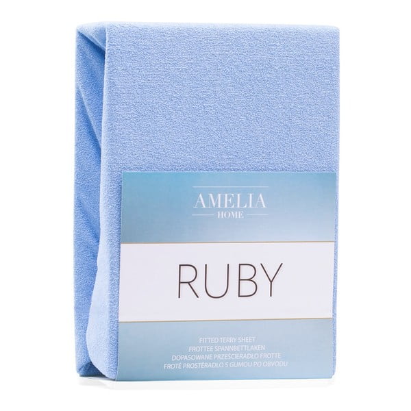 Světle modré napínací froté prostěradlo 240x220 cm Ruby – AmeliaHome-image-2
