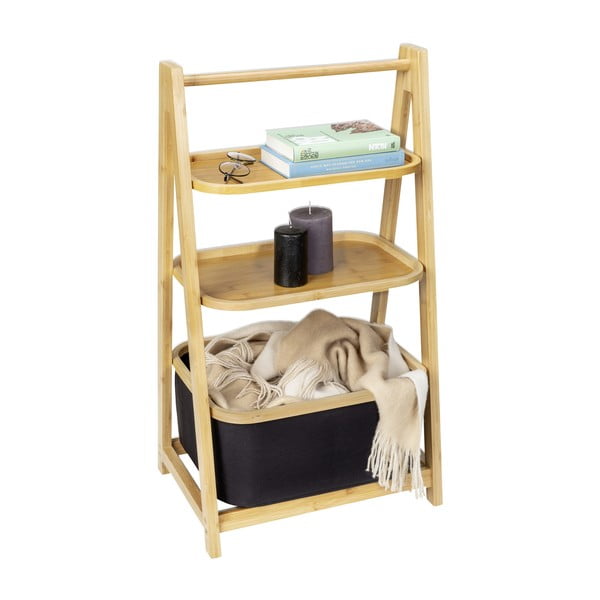 Černý/přírodní bambusový koupelnový regál 44x80 cm Ecori – Wenko-image-2