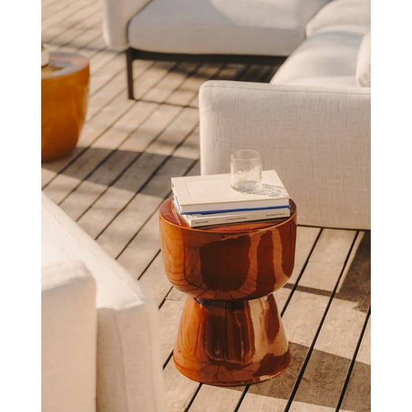 Keramický kulatý zahradní odkládací stolek ø 36 cm Mesquida – Kave Home-image-1