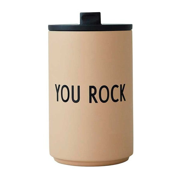 Béžový termo hrnek 350 ml You Rock – Design Letters