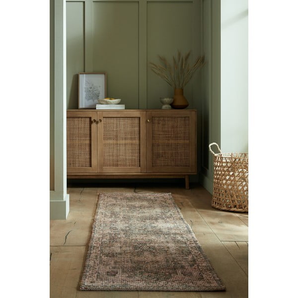 Khaki ručně tkaný běhoun s příměsí juty 60x230 cm Selena Jute Traditional – Flair Rugs-image-1