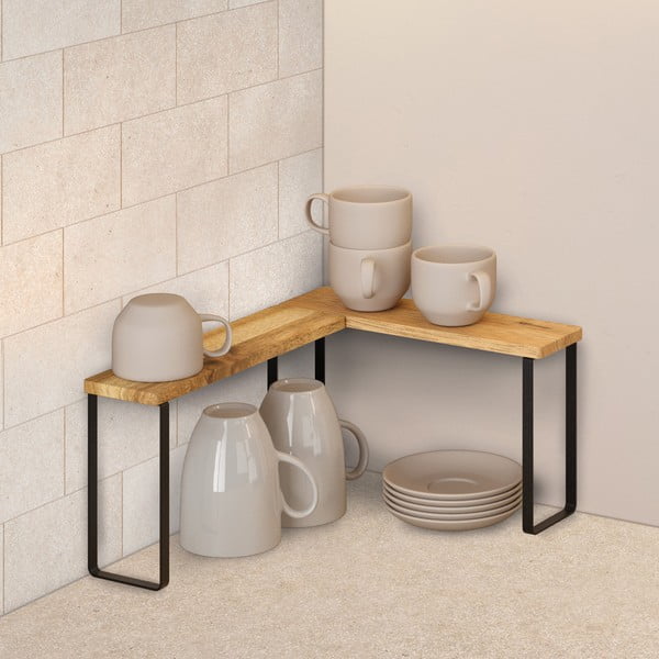 Dřevěné přídavné poličky v matně černo-přírodní barvě  v sadě 2 ks 27x8 cm York – Metaltex-image-1