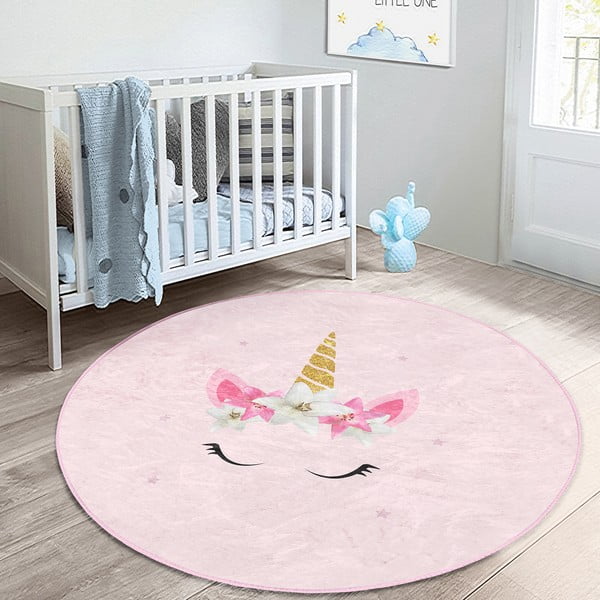 Růžový dětský koberec ø 100 cm Comfort – Mila Home-image-3