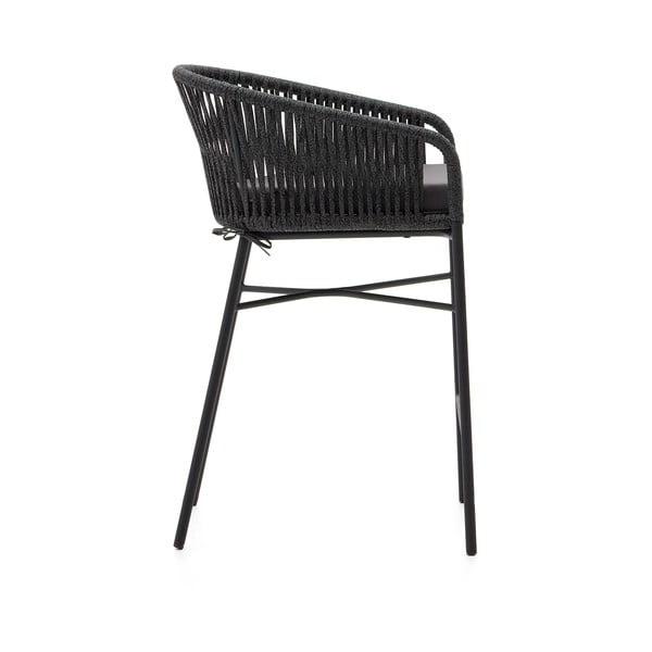 Černá kovová/polstrovaná zahradní barová židle Yanet – Kave Home-image-4