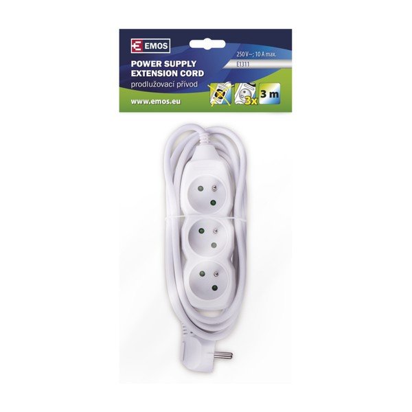 Bílý prodlužovací kabel se 3 zásuvkami EMOS, 3m-image-1