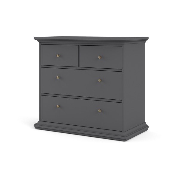 Šedá nízká komoda 96x87 cm Paris – Tvilum-image-2