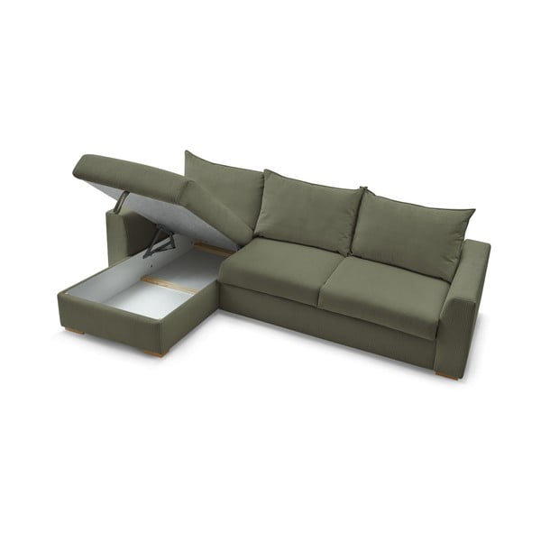 Zelená manšestrová rozkládací rohová pohovka (variabilní) Augustin – Bobochic Paris-image-4