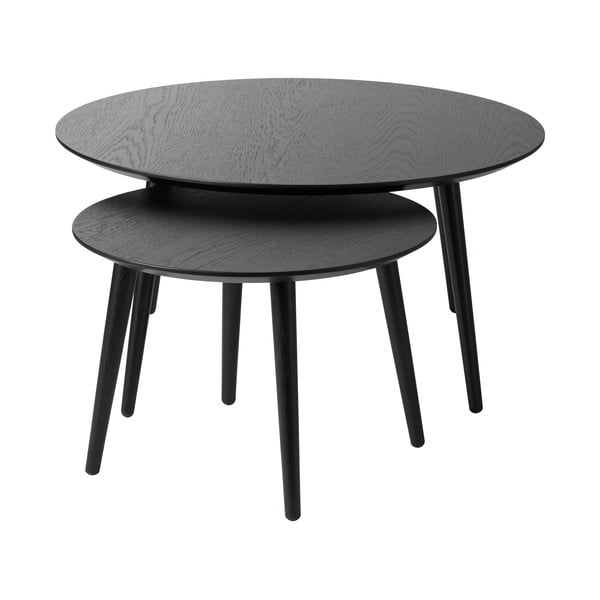 Černé kulaté konferenční stolky v sadě 2 ks ø 88 cm Adda – Unique Furniture