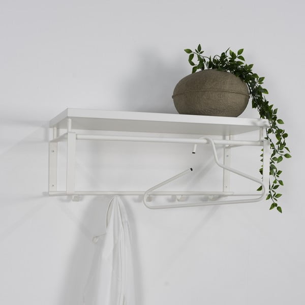 Bílý kovový nástěnný věšák s poličkou 70 cm Rex – Spinder Design-image-4