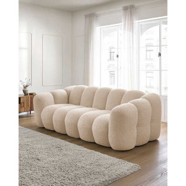Světle hnědá pohovka z textilie bouclé 232 cm Hippolyte – Bobochic Paris-image-1