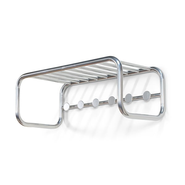 Kovový nástěnný věšák ve stříbrné barvě s poličkou 72 cm Retro – Spinder Design-image-2