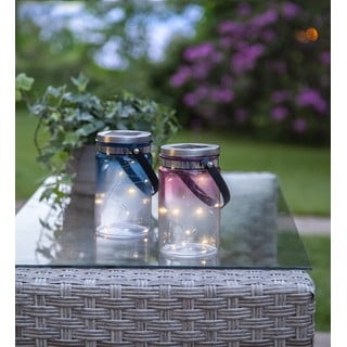 Venkovní solární lucerna Star Trading Tint Lantern Blue, výška 15 cm