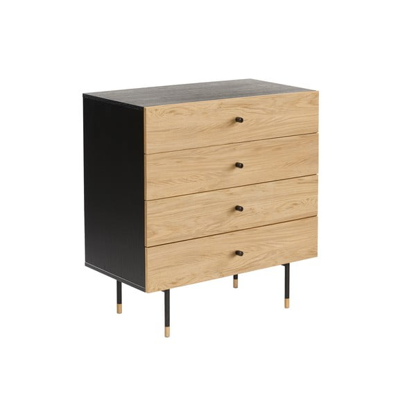 Vysoká komoda v dekoru dubu v černé a přírodní barvě 80x87 cm Jugend – Woodman