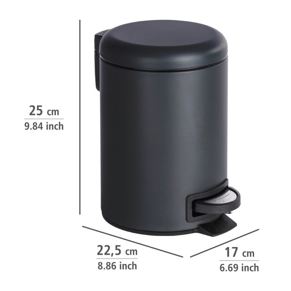 Černý odpadkový koš Wenko Leman, 3 l-image-2