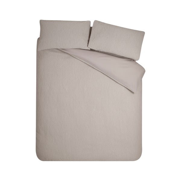 Světle hnědé krepové povlečení na dvoulůžko 200x200 cm Crinkle Seersucker – Catherine Lansfield