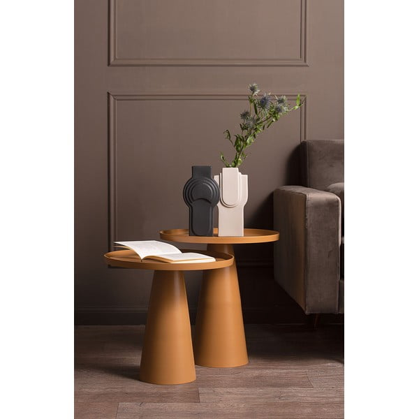 Hořčicově žlutý kovový odkládací stolek Leitmotiv Force, výška 37,5 cm-image-1