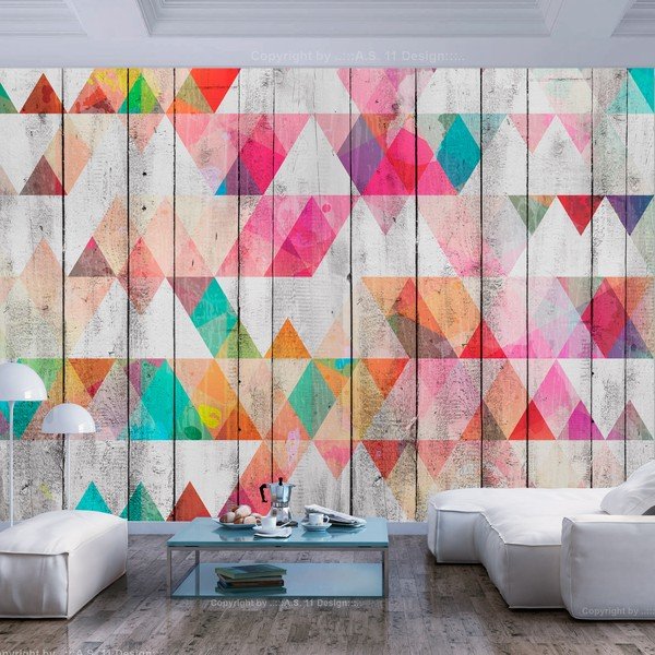 Velkoformátová tapeta Artgeist Rainbow Triangles, 400 x 280 cm-image-1