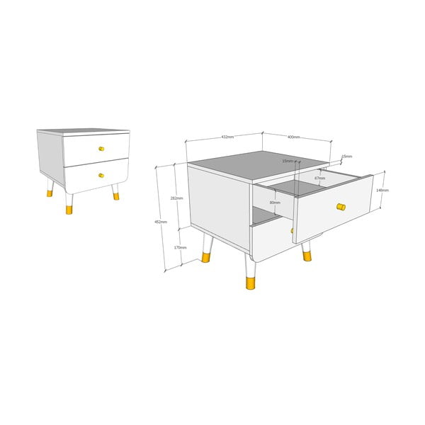 Bílý dětský noční stolek z borovicového dřeva Vipack Billy-image-2