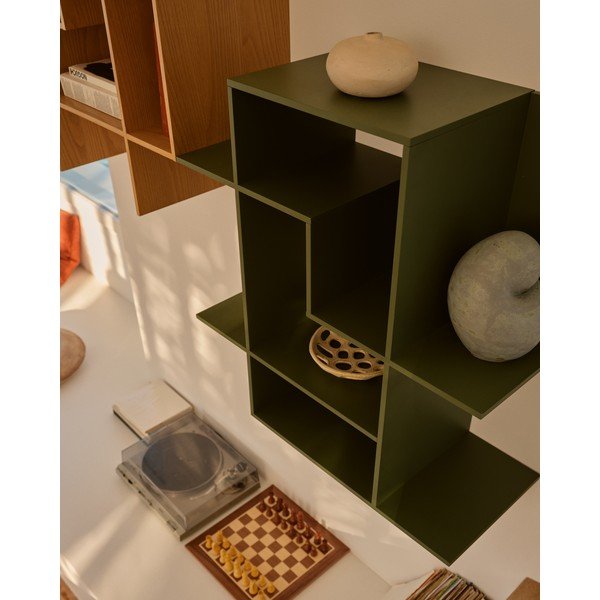 Zelený modulární policový systém 80x80x25 cm Ina – Kave Home-image-3