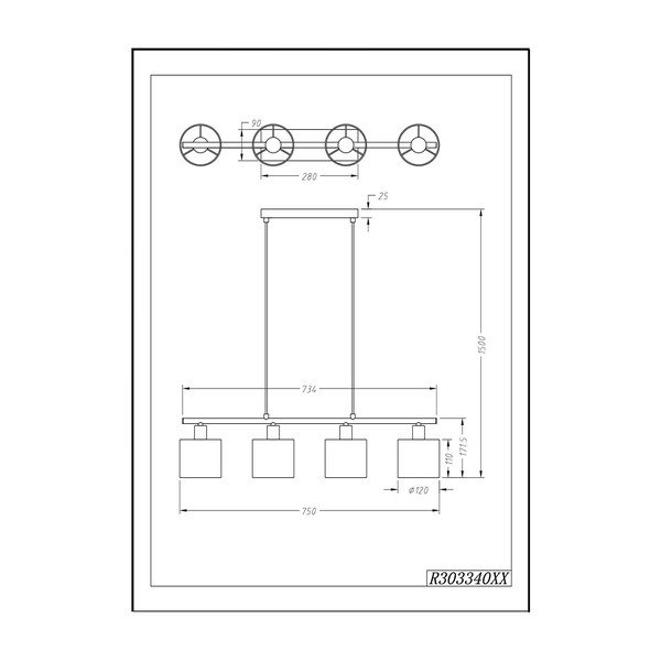 Bílé závěsné svítidlo pro 4 žárovky Realityp Pendant Tommy-image-2