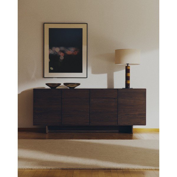 Tmavě hnědá komoda v dekoru ořechu 194,5x78x45 cm Norlen – Kave Home-image-1