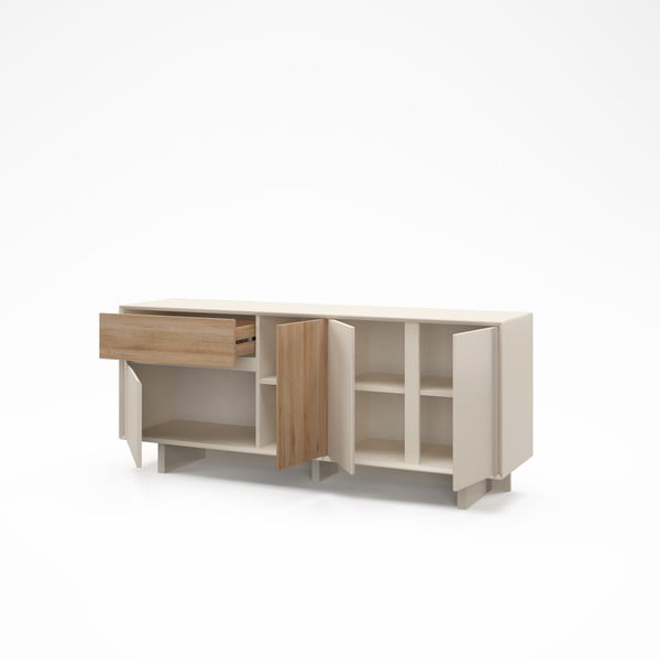 Komoda v béžové a přírodní barvě v dekoru dubu 180x76x45 cm Carpi – Marckeric-image-3