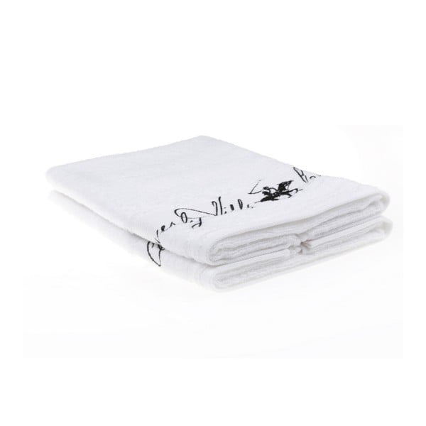 Sada 2 bílých ručníků Beverly Hills Polo Club Tommy Yazi, 50 x 100 cm